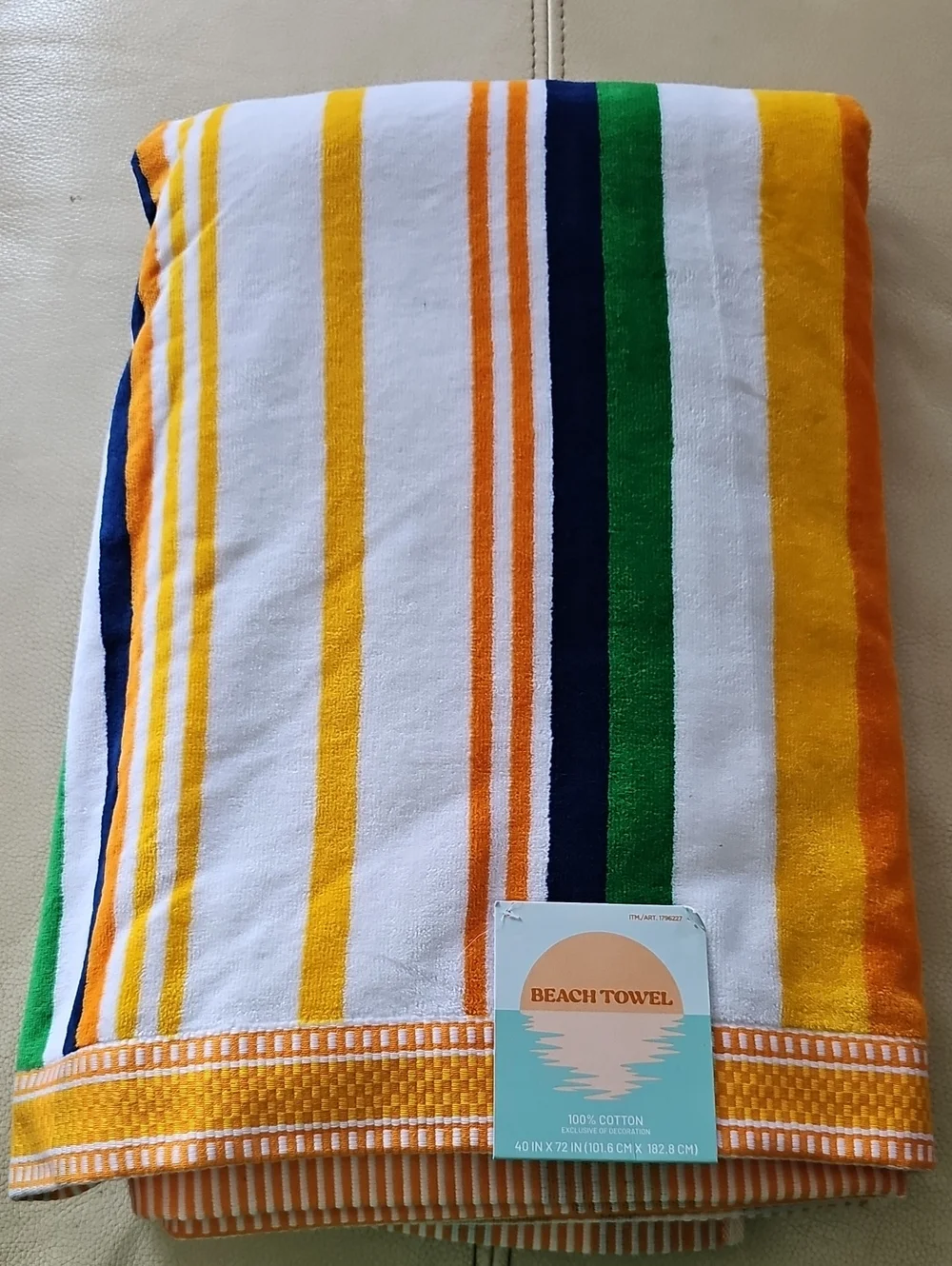 White Striped Beach Towel- Multicolor